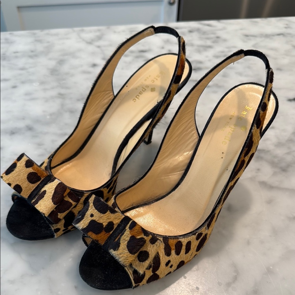 Kate Spade Black and Brown Slingback Heels